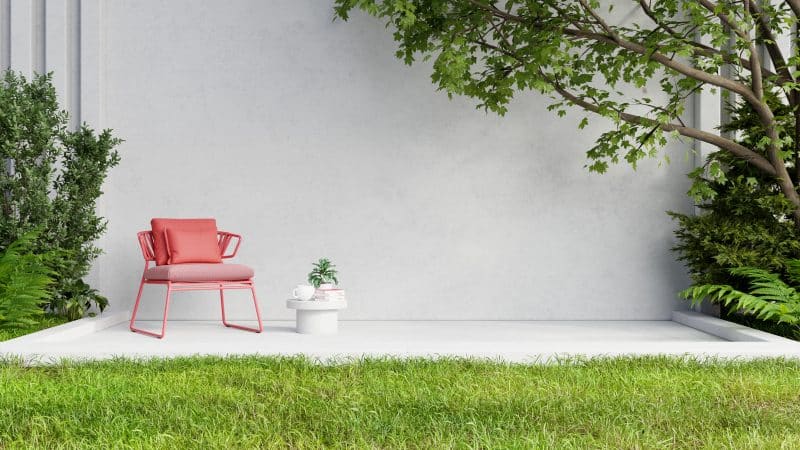 Terras met betonnen gietvloer
